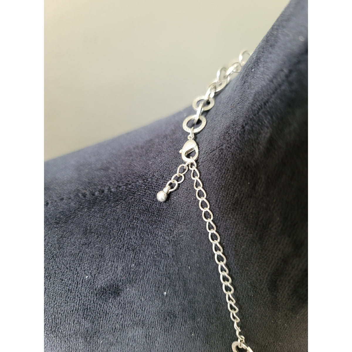 Women's Antique Silver Oxidized Ball Necklace With Lobster Clasp Chain Jewelry