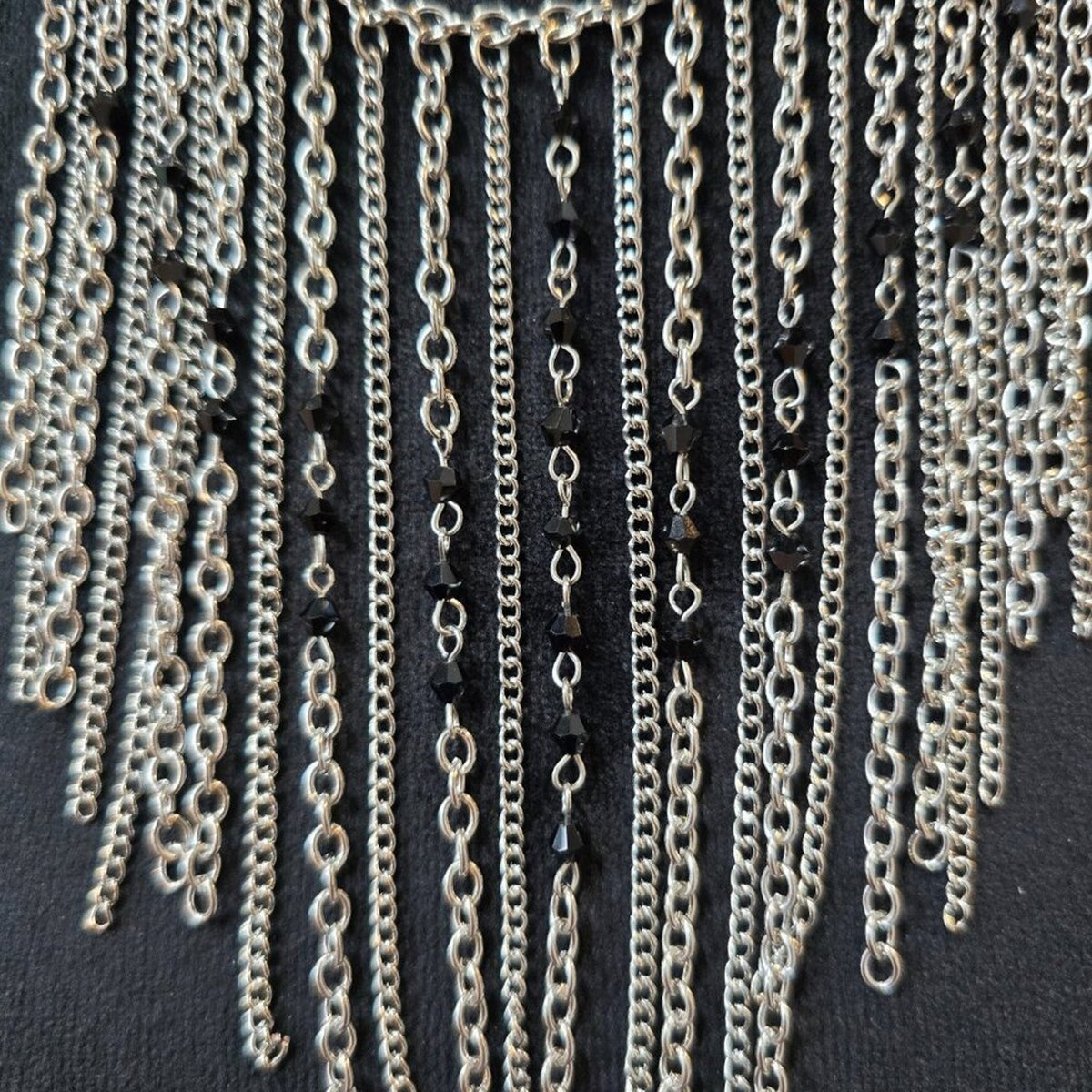 Women Fashion Silver Tone Fringe Chain Necklace Jewelry with Lobster Clasp