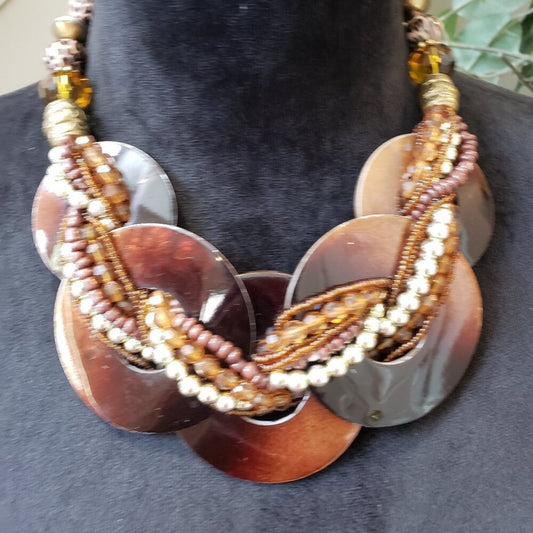 Vintage Womens Multicolor Multiple Layered Beaded Necklace with Lobster Clasp