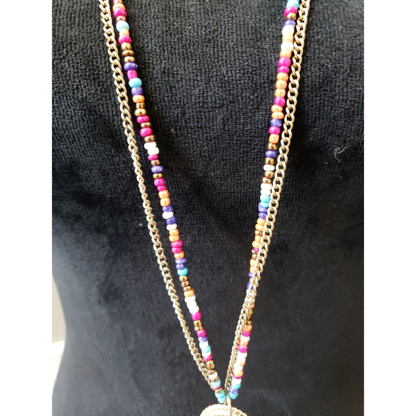 Women's Boho Beaded Tassel Necklace Long Multicolor Gold Chain Layered Jewelry