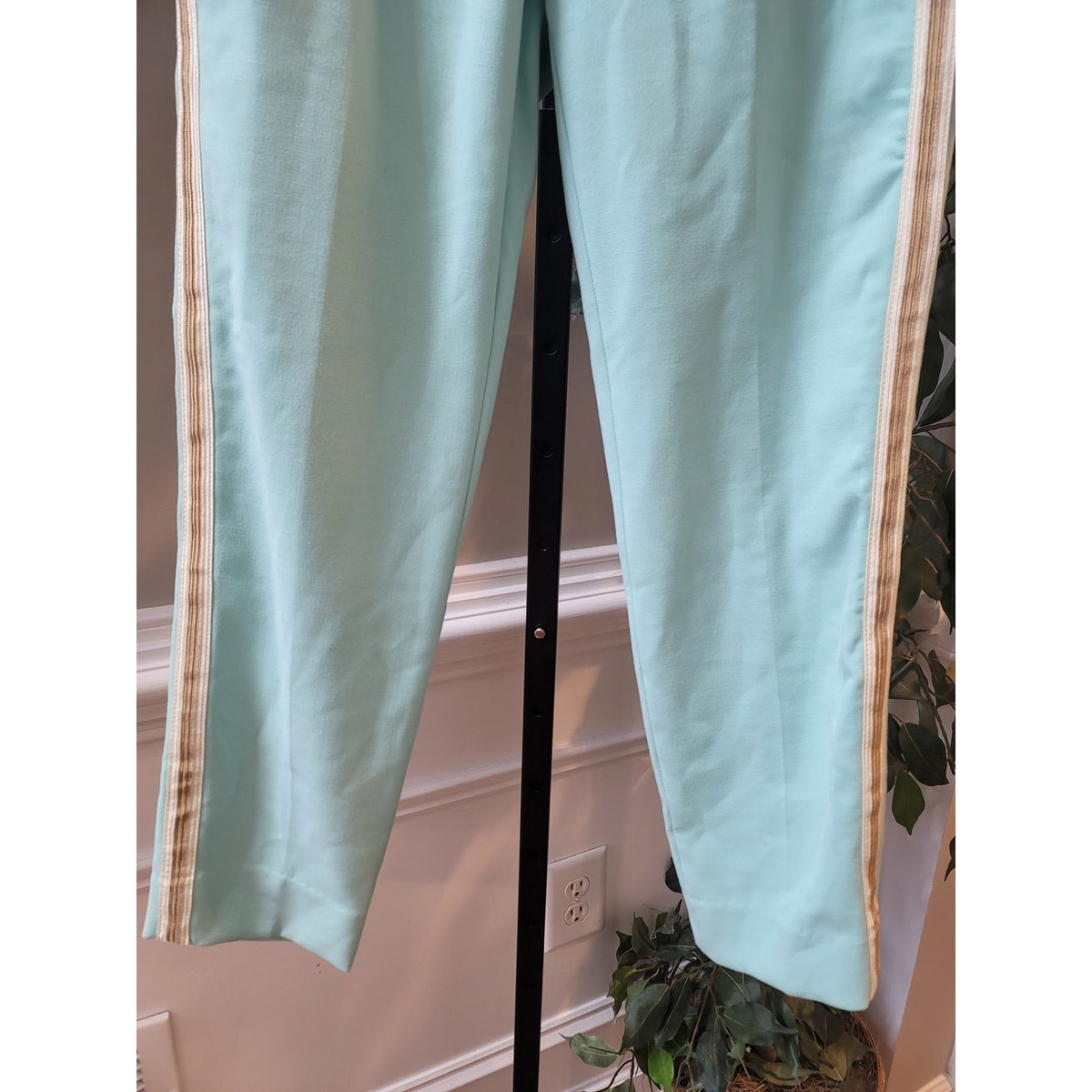 J.Crew Cameron Crop Pant Women's Size 4 Mint Green Tuxedo Stripe High Rise