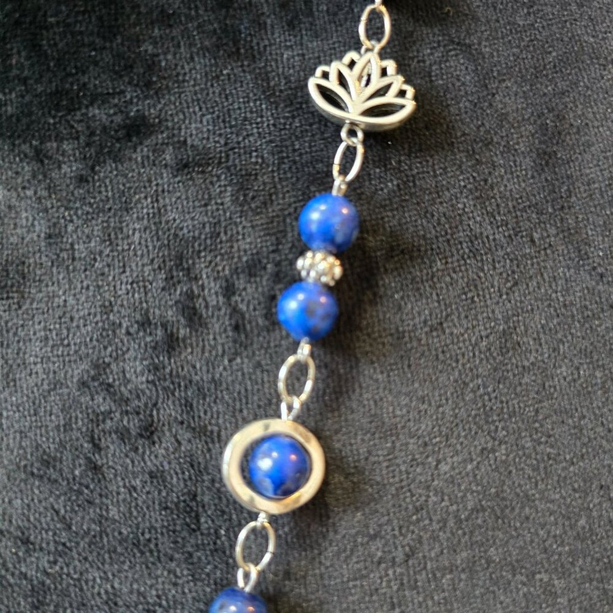 Womens Brillant Blue Firefly Lapis Scarab Beaded Necklace with Lobster Clasp