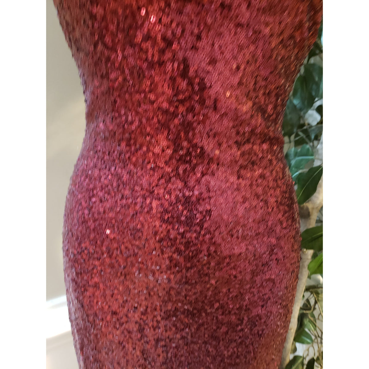 Fashion Nova Bodycon Dress Womens S Red Metallic Sequin Sleeveless Scoop Neck