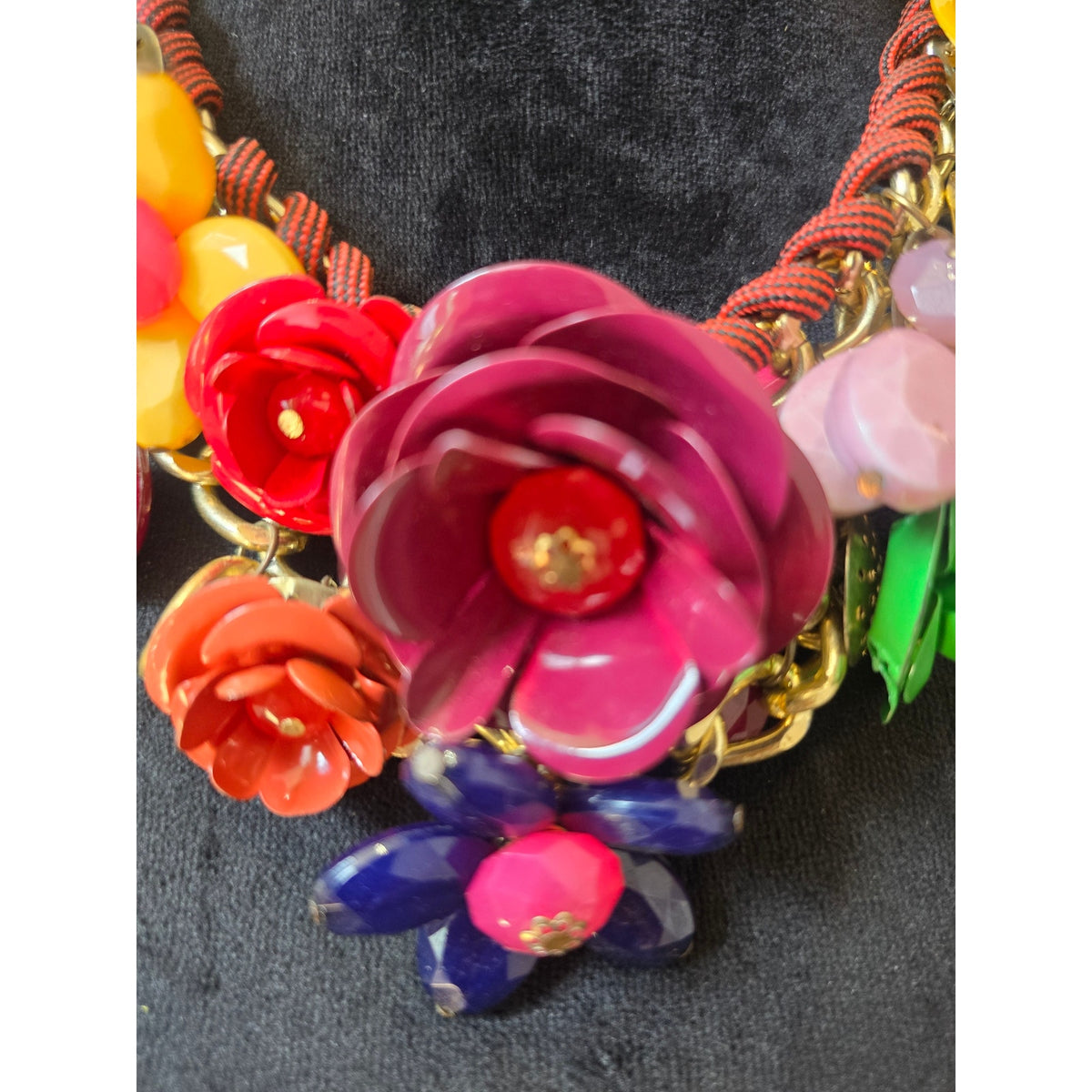Multicolor Chunky Floral Statement Necklace