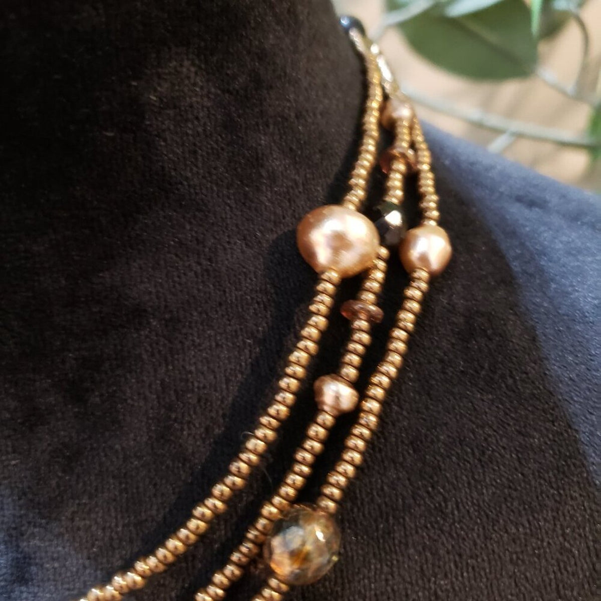 Womens Fashion Gold Faux Pearl Beaded Necklace Jewelry with Lobster Clasp