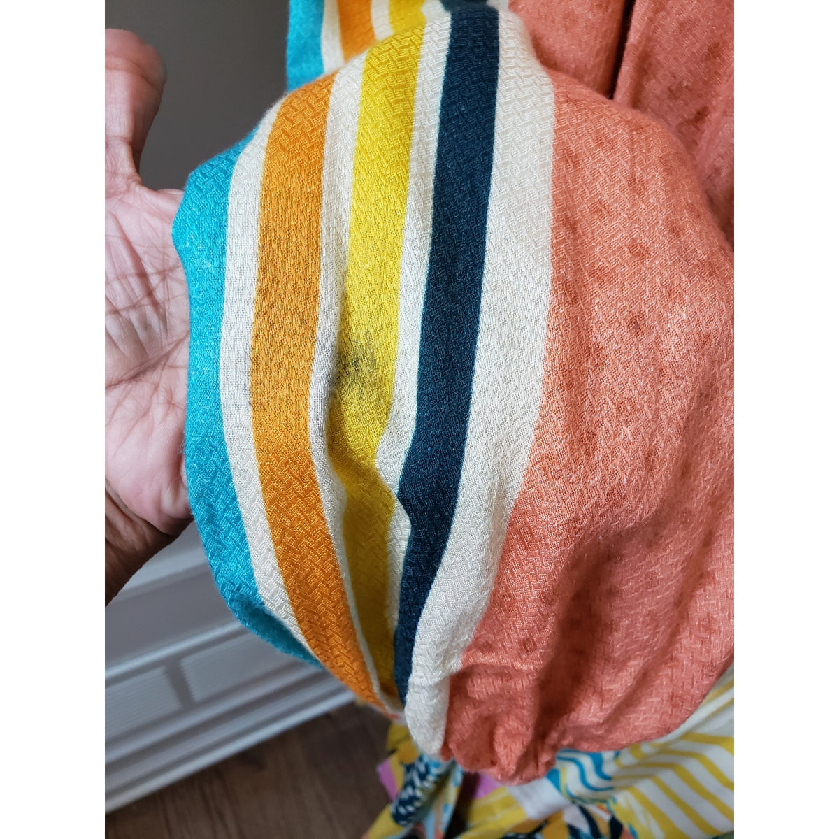 Anthropologie Dress Women Petite XL Multicolor Wrap V Neck Long Sleeve Boho