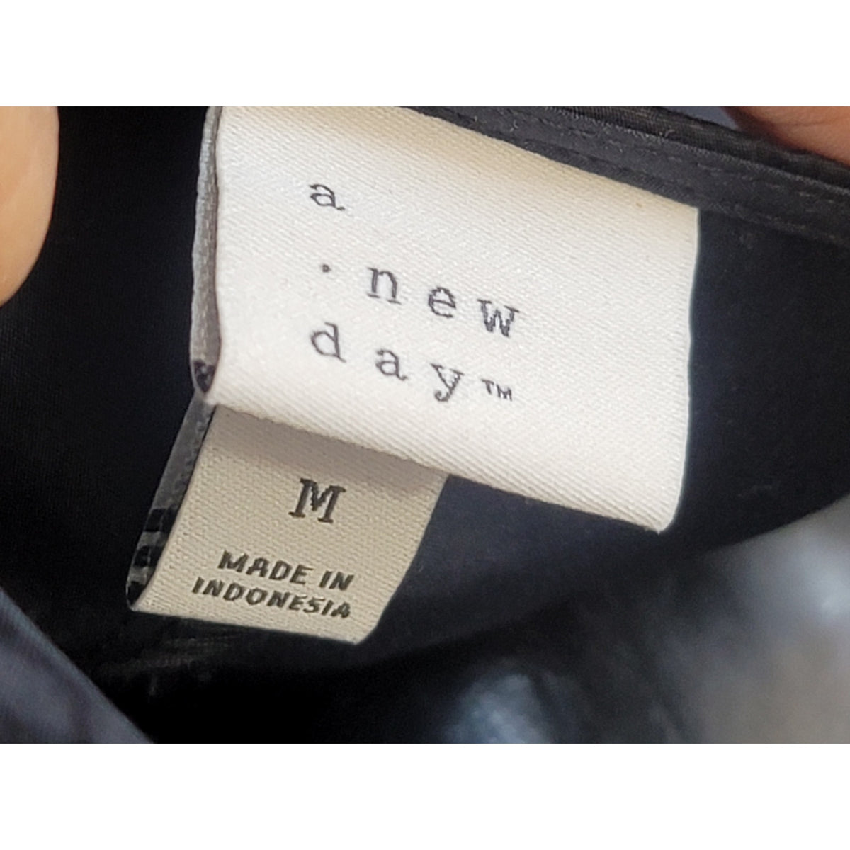 A New Day Midi Dress Women's Medium Black 100% Cotton 3/4 Balloon Sleeves