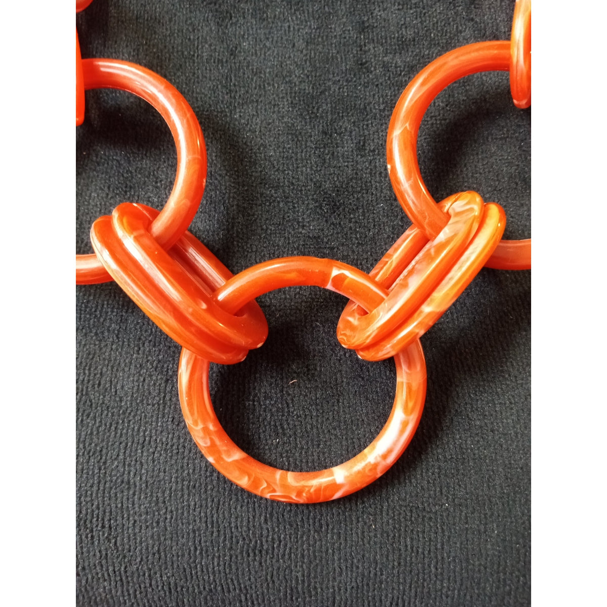 Orange Chunky Chain Link Statement Necklace Oversized Geometric Bib Collar Set