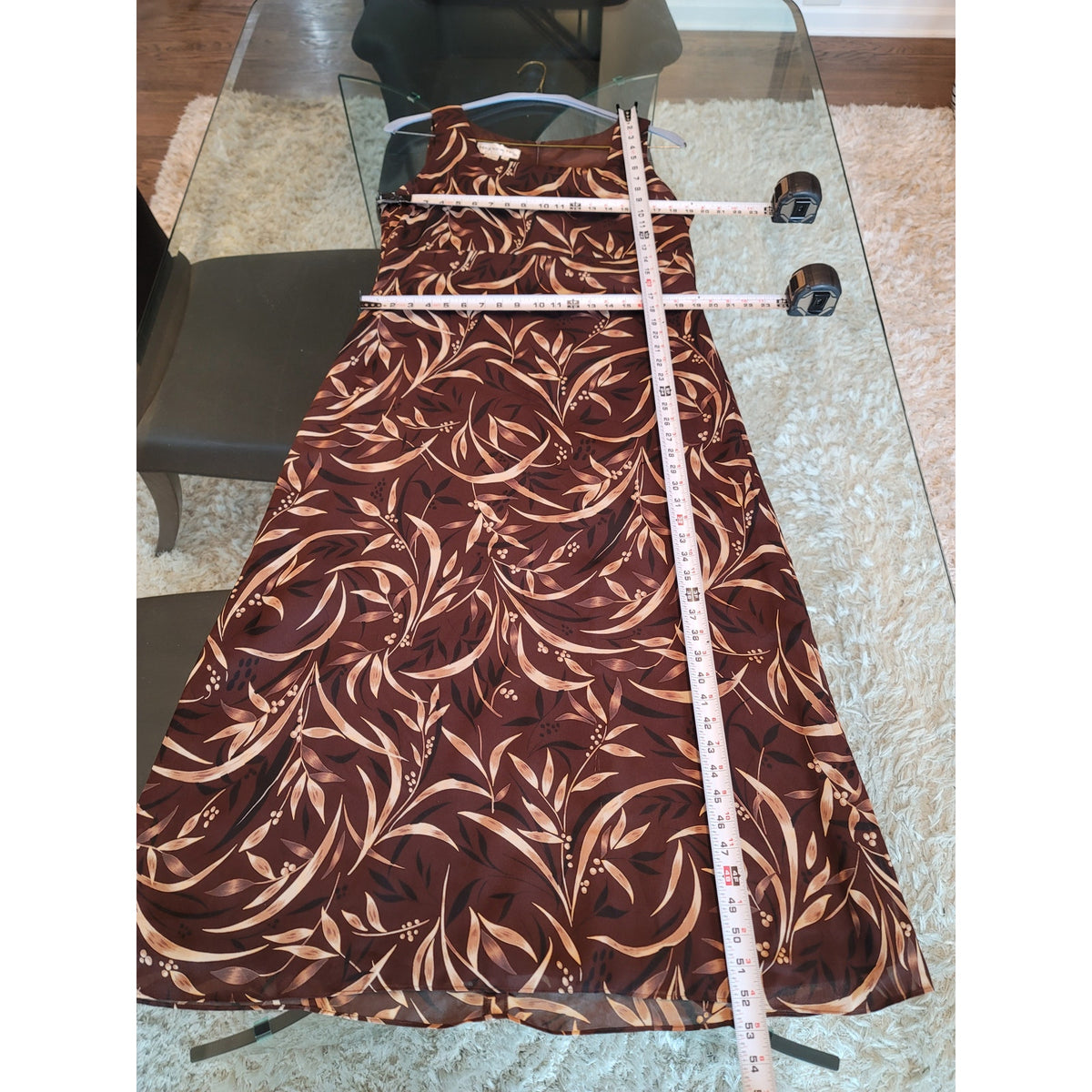 Maggie and Me Dress Women's 16 Brown Sleeveless Floral Maxi Polyester