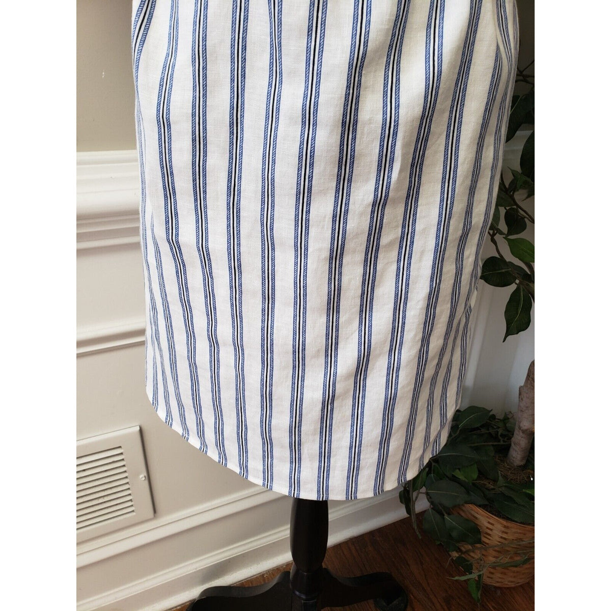 Michael Kors Women's White Striped Linen Off Shoulder Short Sleeve Mini Dress S
