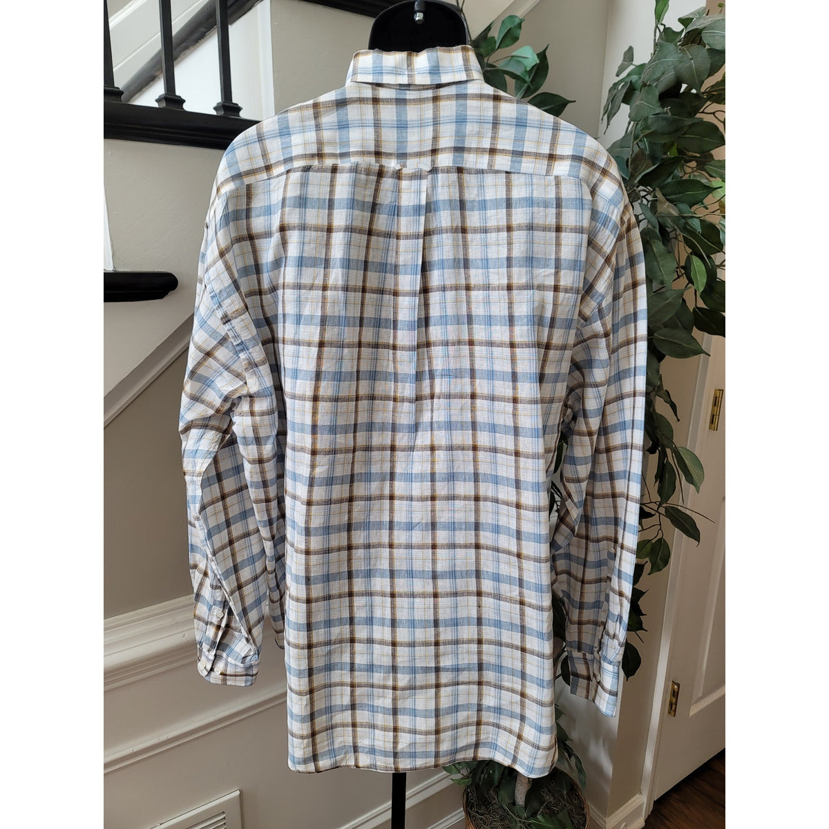 Façonnable Button-Down Shirt Men's X-Large Multicolor 100% Linen Long Sleeves