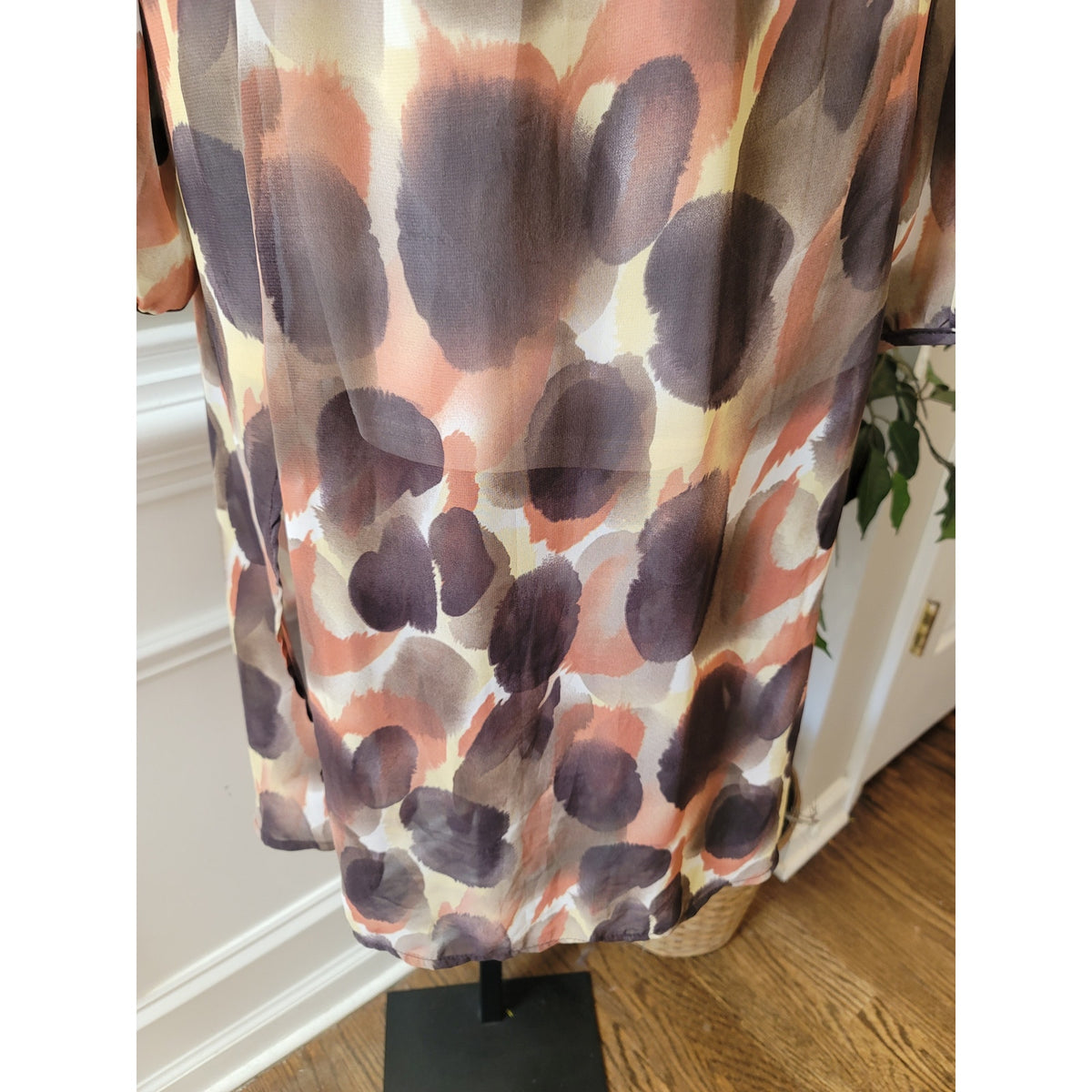 Pointed Threads Midi Dress Women's Size Large Multicolor 100% Polyester V Neck
