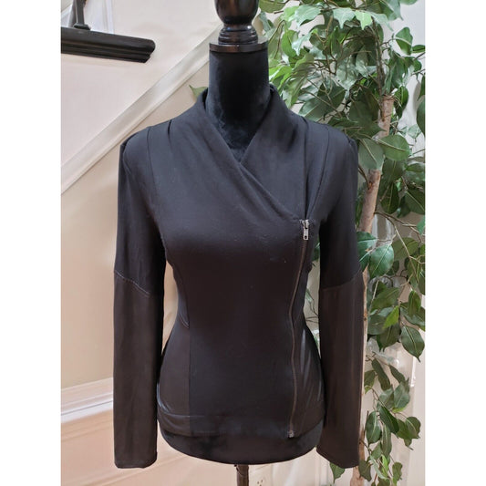 Jessica Simpson Womens Black Long Sleeve Wrap Cliffside Zip Jacket Size Small