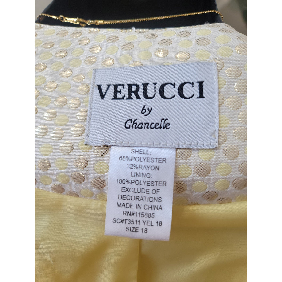 Verucci Skirt Suit Women's SZ 18 Cream Polka Dot Back Zipper Long Sleeve Lined