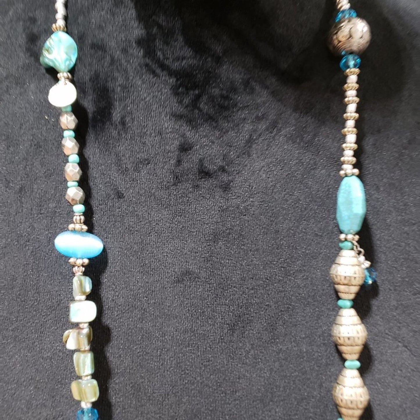 Chico's Womens Fashion Multicolor Rhinestones Abalone Shell Beaded Long Necklace