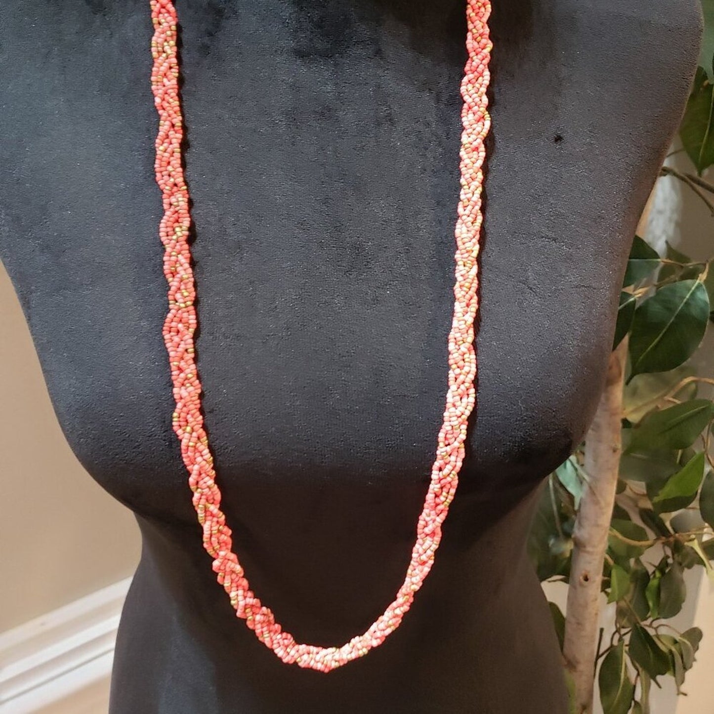 Womens Fashion Coral Multi Twisted Beaded Choker Necklace with Lobster Clasp