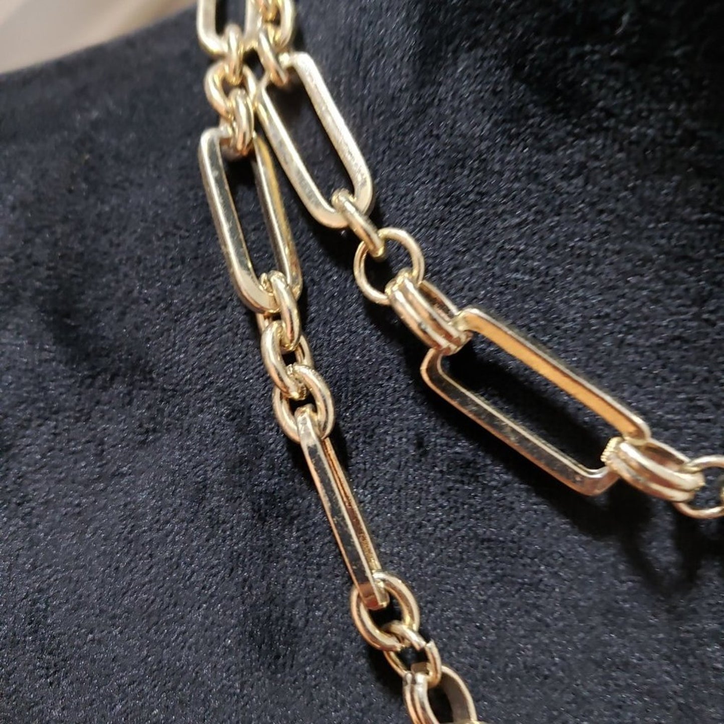 Womens Gold Tone Bugle Link Purple Glass Bead Collar Necklace with Lobster Clasp