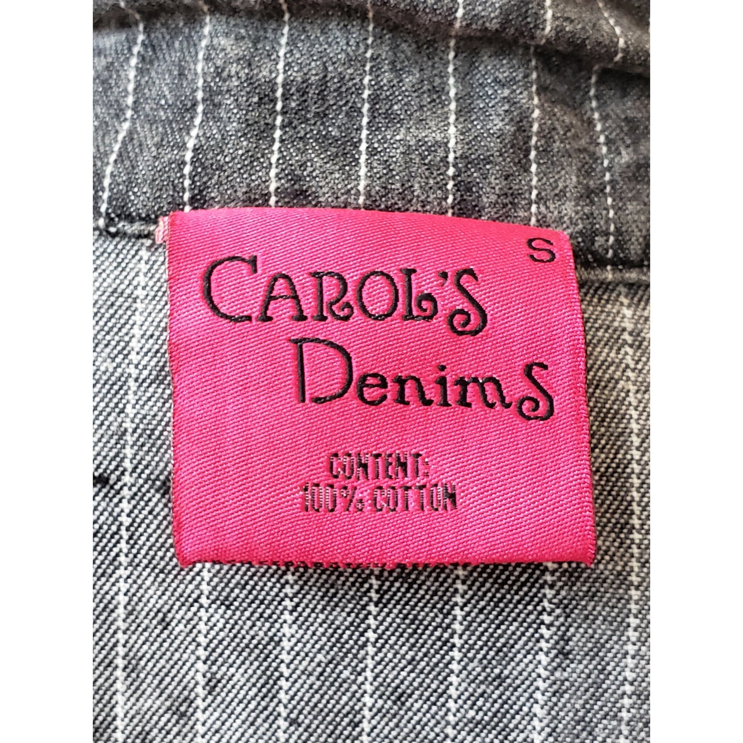 Carlo's Denims Blazer Jacket Women Small Gray Striped Peak Lapel Single Breasted