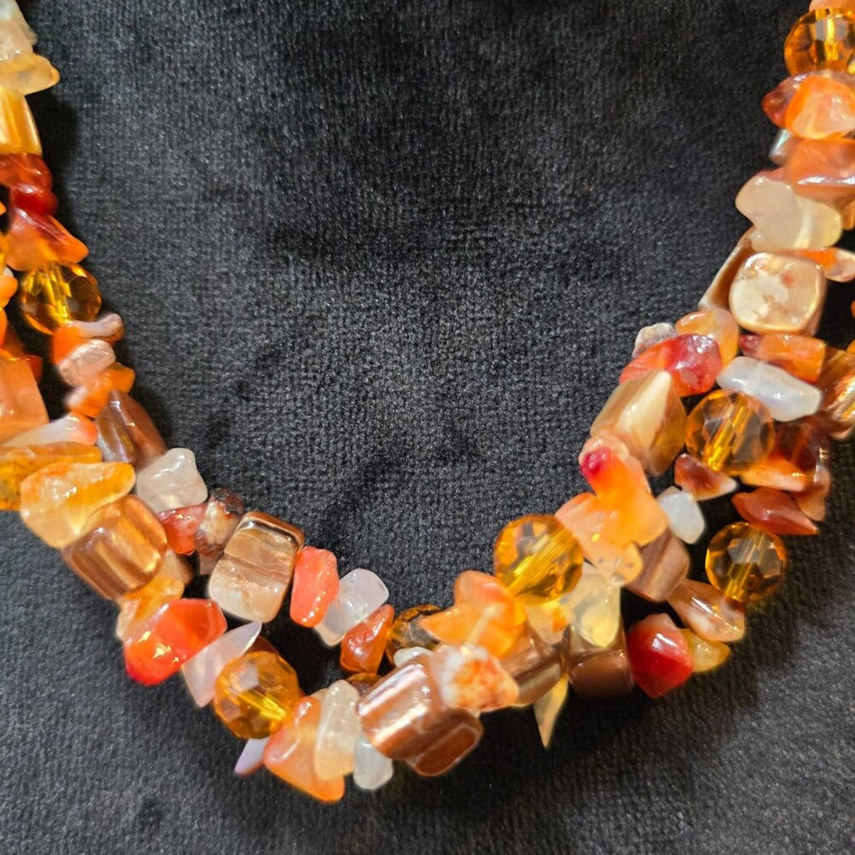 Womens Agate Stone Traditional African Trade Beaded Necklace with Lobster Clasp