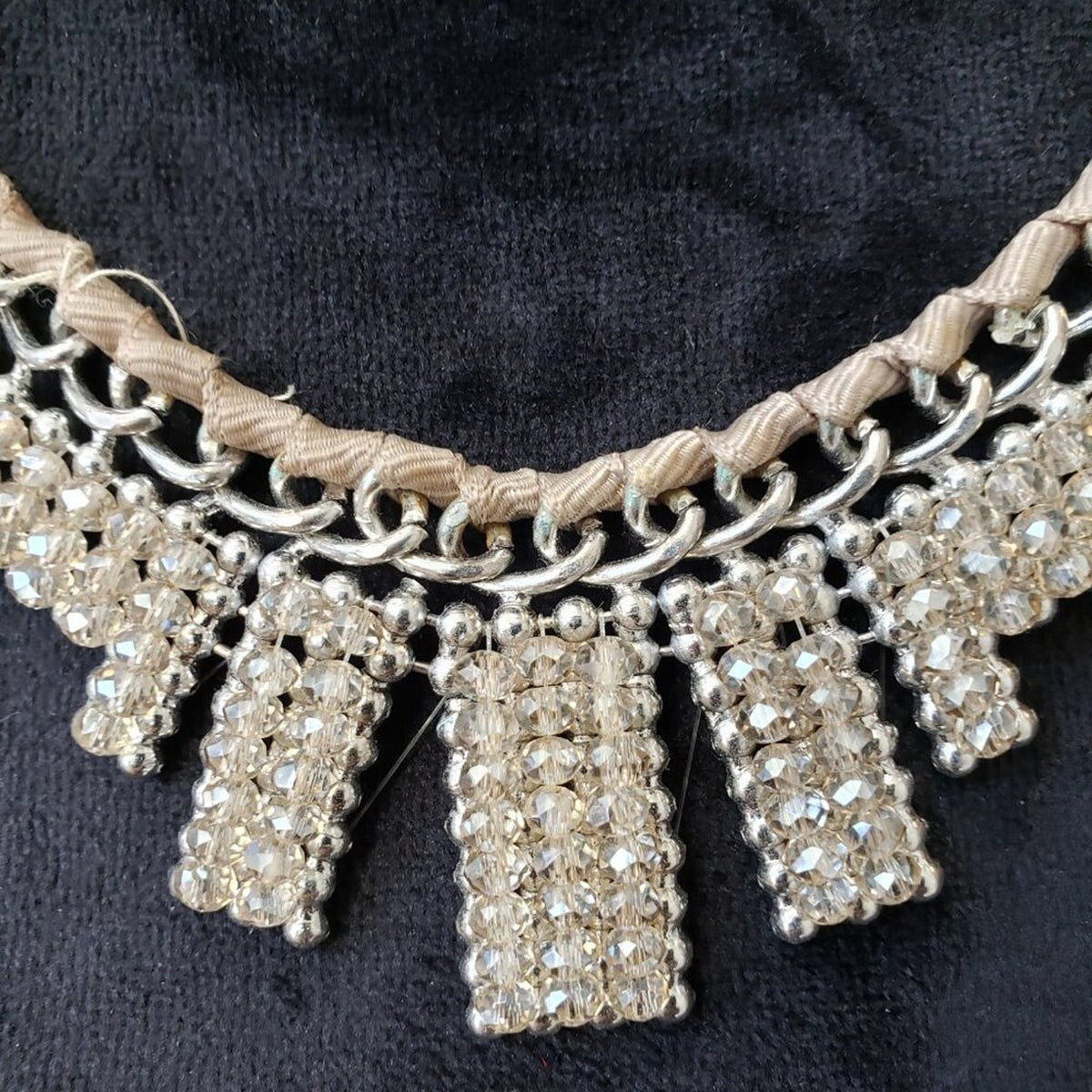 Womens Fashion Silver Tone Beaded Fringe Necklace Jewelry with Lobster Clasp