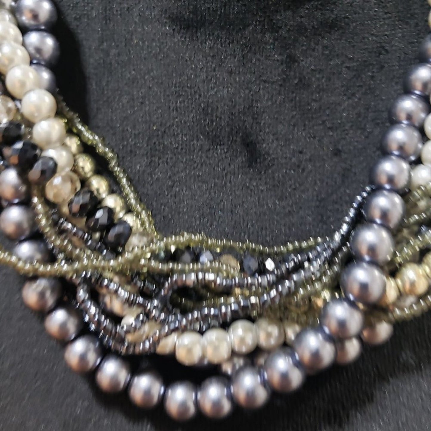 Women Fashion Bohemian Style Multi Strand Beaded Faux Pearl Necklace w/ Lobster