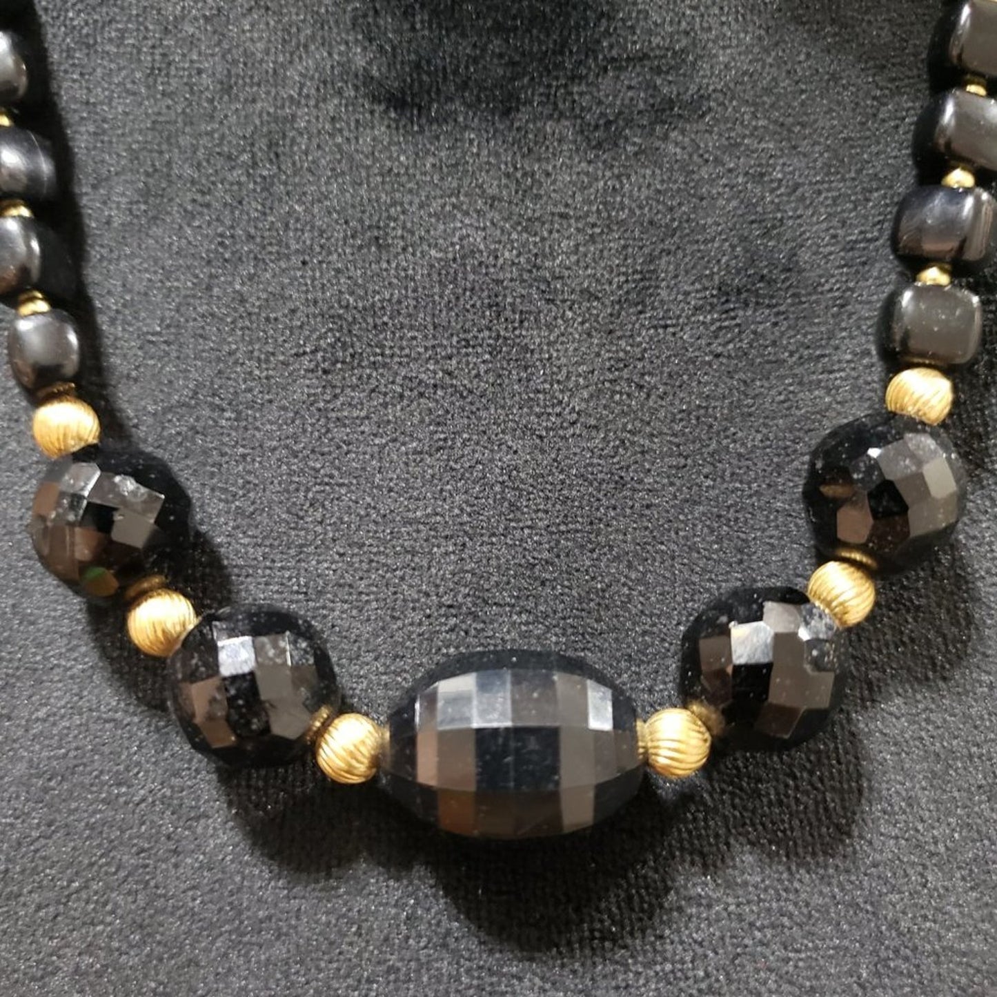 Women's Black Round Shape Beaded Statement with Lobster Clasp Necklace