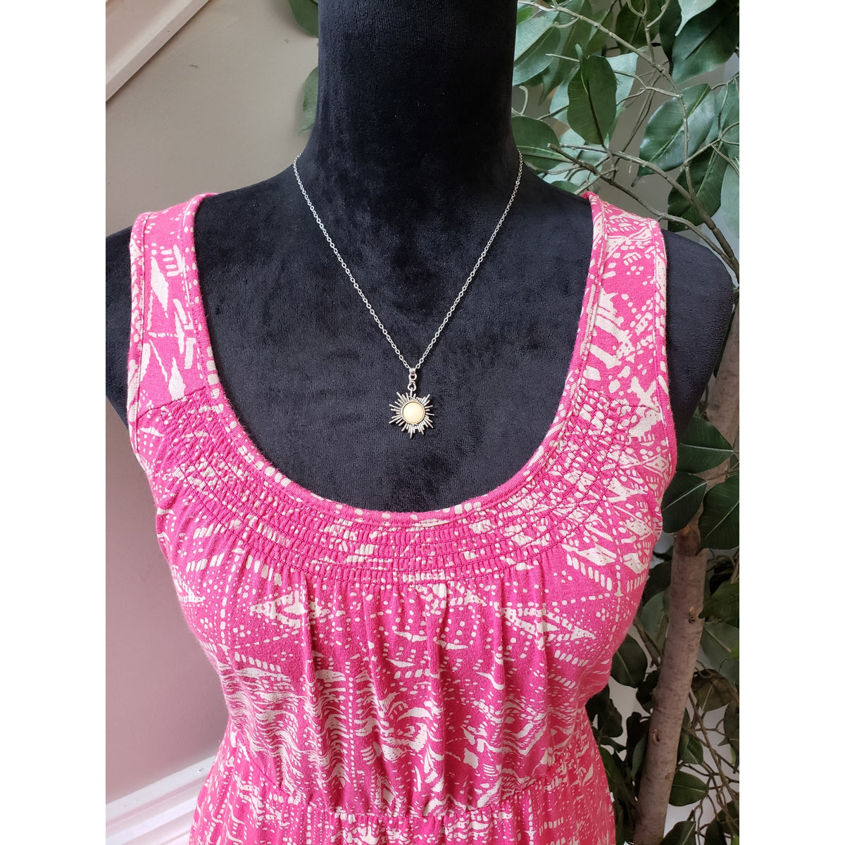 Sonoma Knee Length Dress Women's Medium Pink Round Neck Sleeveless Cinch Waist