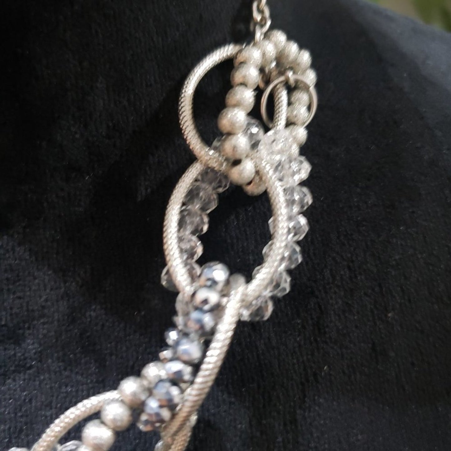 NY & Co Silver Tone Chain Necklace Link Fashion Beaded Statement w/Lobster Clasp