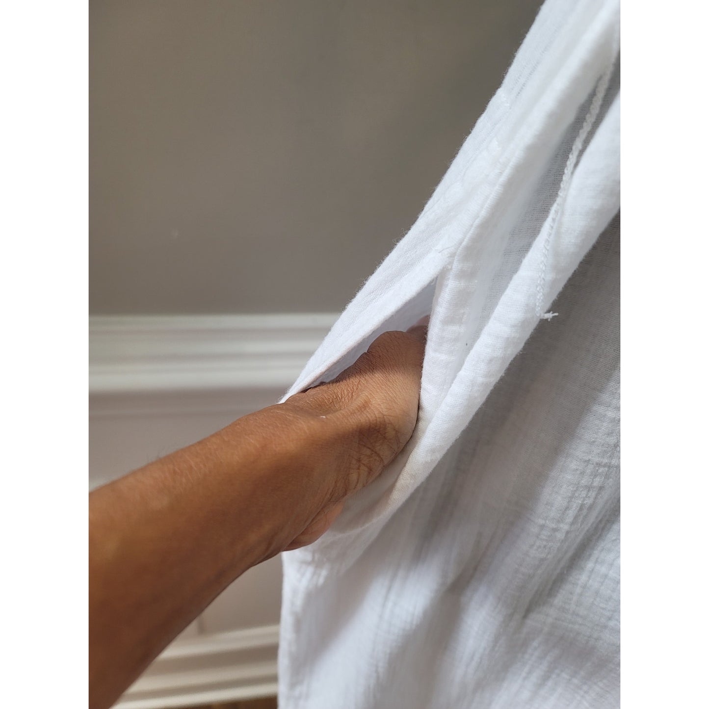 RD Style Button Down Dress Women Medium White Cotton Lightweight Casual