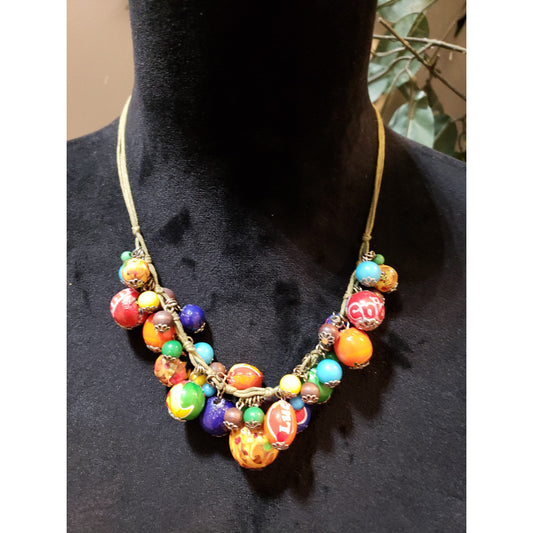 Womens Handcrafted Colorful Ball Beads Cluster Charm Necklace Jewelry w/ Lobster