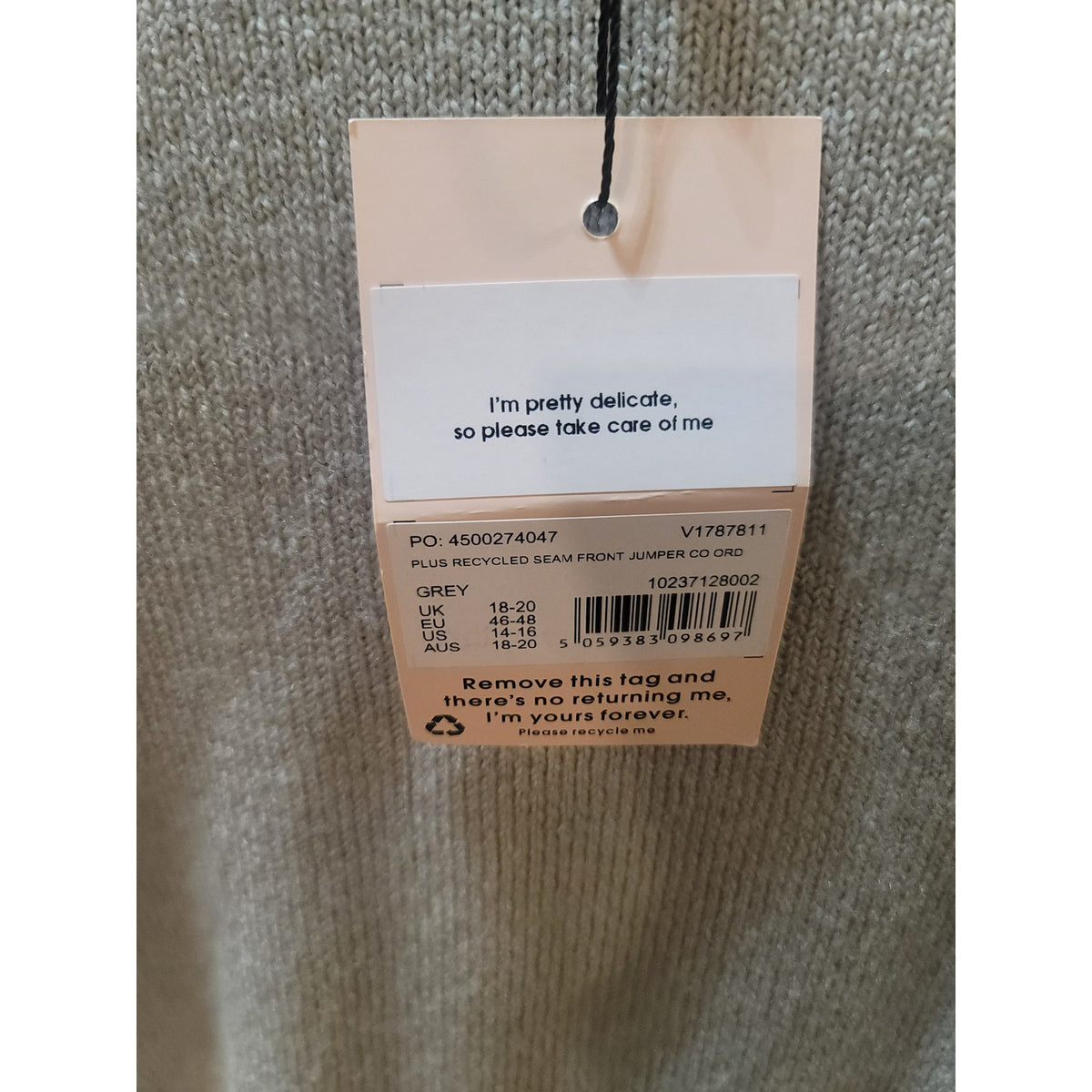 Missguided Jumper Sweater Women's SZ 14/16 Gray Dropped Shoulder Seam Front