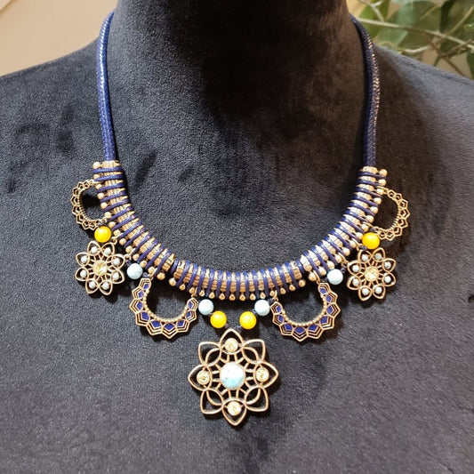 Womens Gold Tone Lotus Chloe and Isabel Statement Necklace with Lobster Clasp