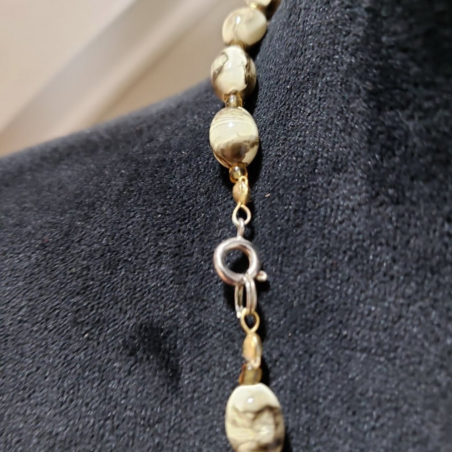 Womens Fashion Round Bead Bronze Tone Crystals Collar Necklace w/ Lobster Clasp