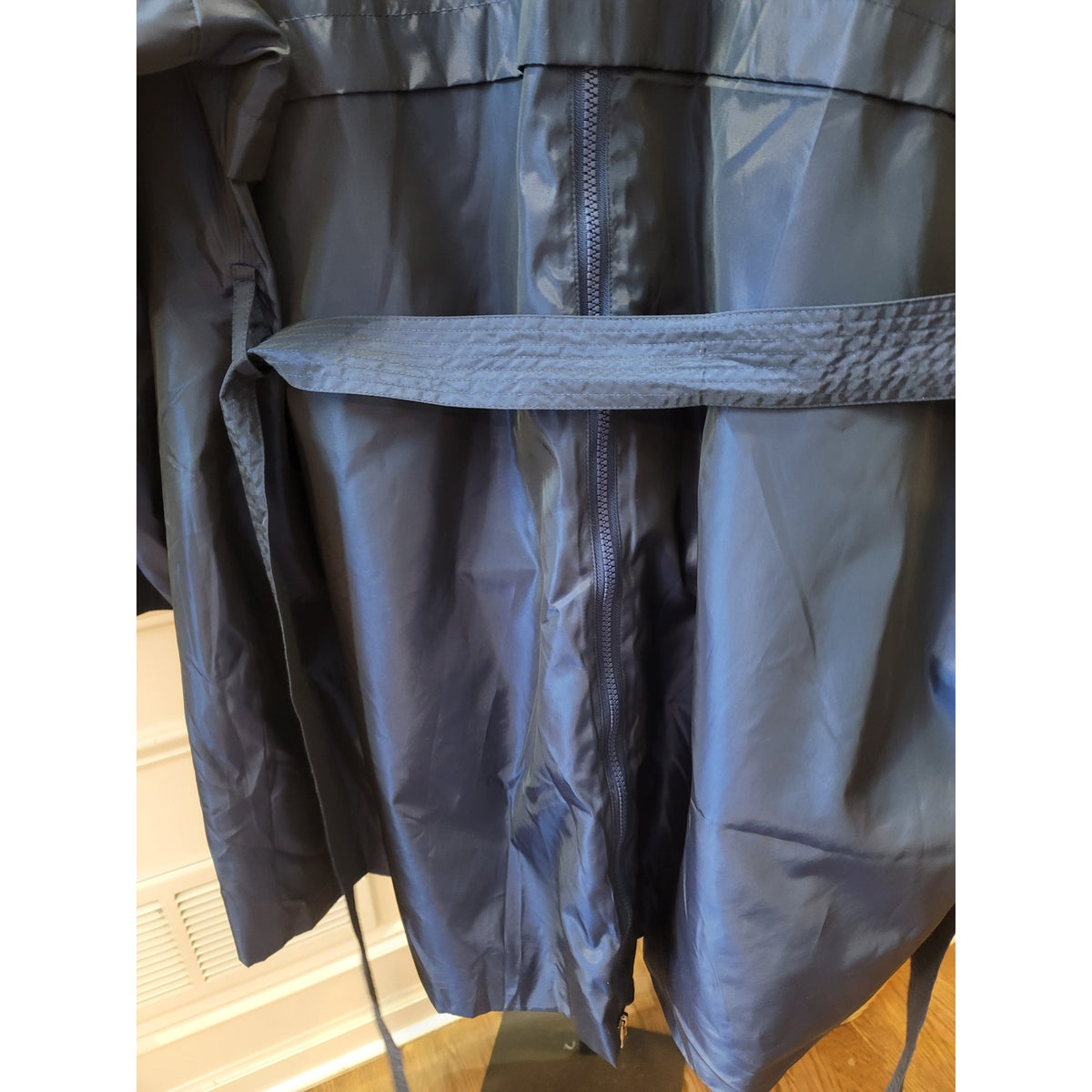 Selection Trench Raincoat Women's Size 28/30 Blue Button Front Back Zipper