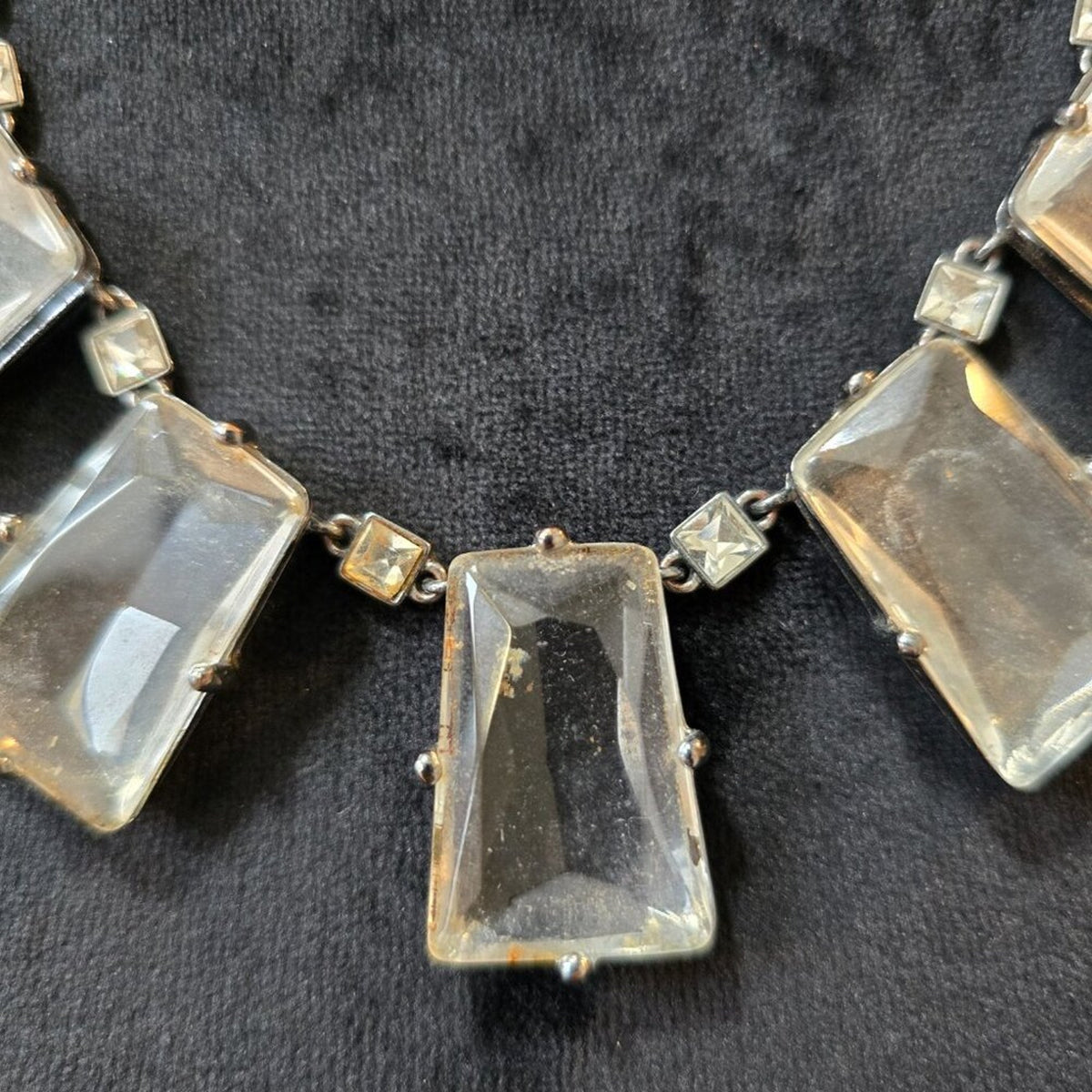 Womens Clear Crystal Stone Silver Tone Curb Chain Necklace with Lobster Clasp