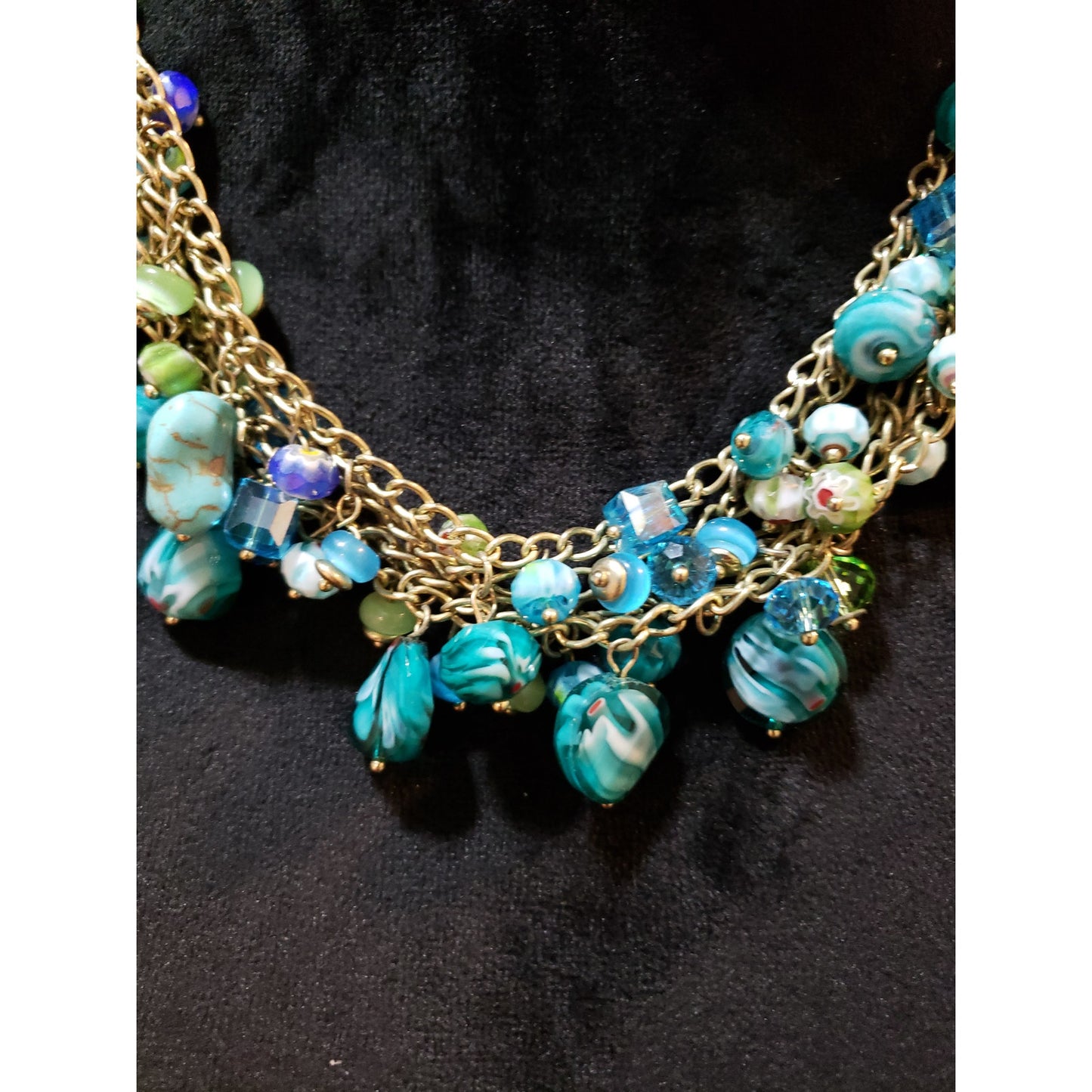 Women Fashion Multi Acrylic Crystals Faceted Beaded Cluster Bib Necklace Jewelry