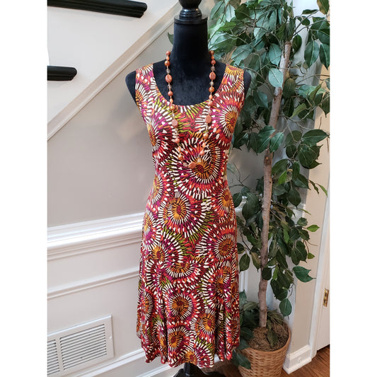 Choices Fit & Flare Dress Womens Petite XL Multi Geo Print Sleeveless Round Neck