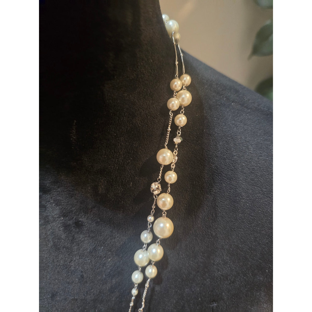 Women's White Beaded Multi Strand Statement Necklace With Lobster Clasp