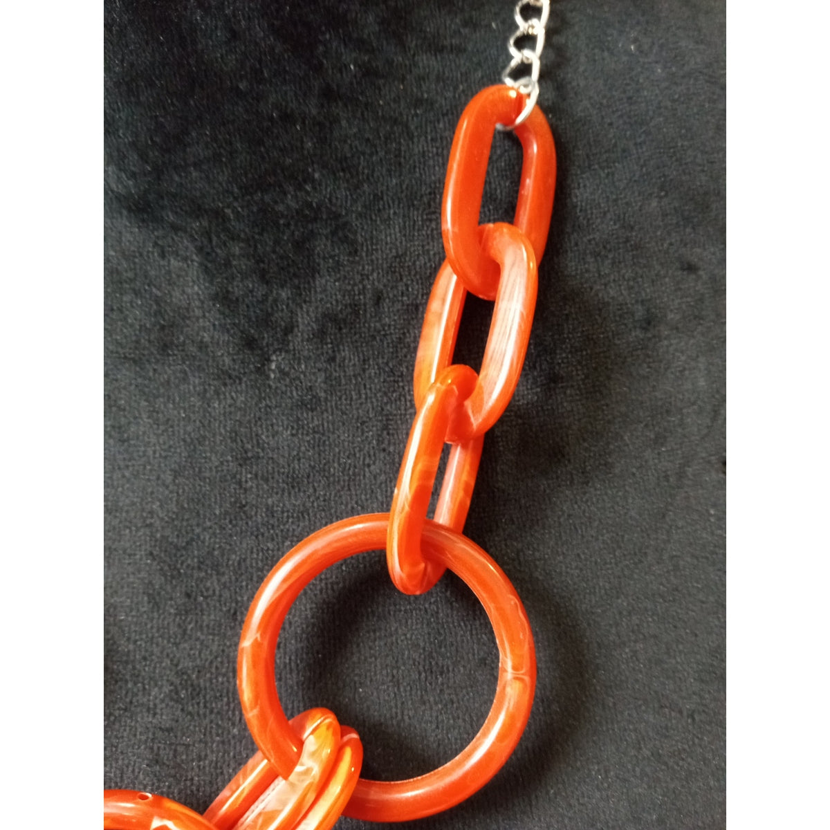 Orange Chunky Chain Link Statement Necklace Oversized Geometric Bib Collar Set