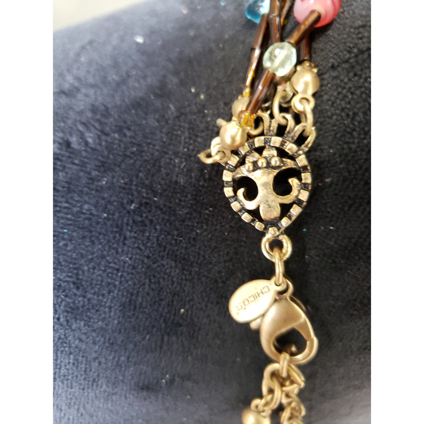 Womens Multicolor Beaded Layered Necklace Adjustable Lobster Clasp Boho Style
