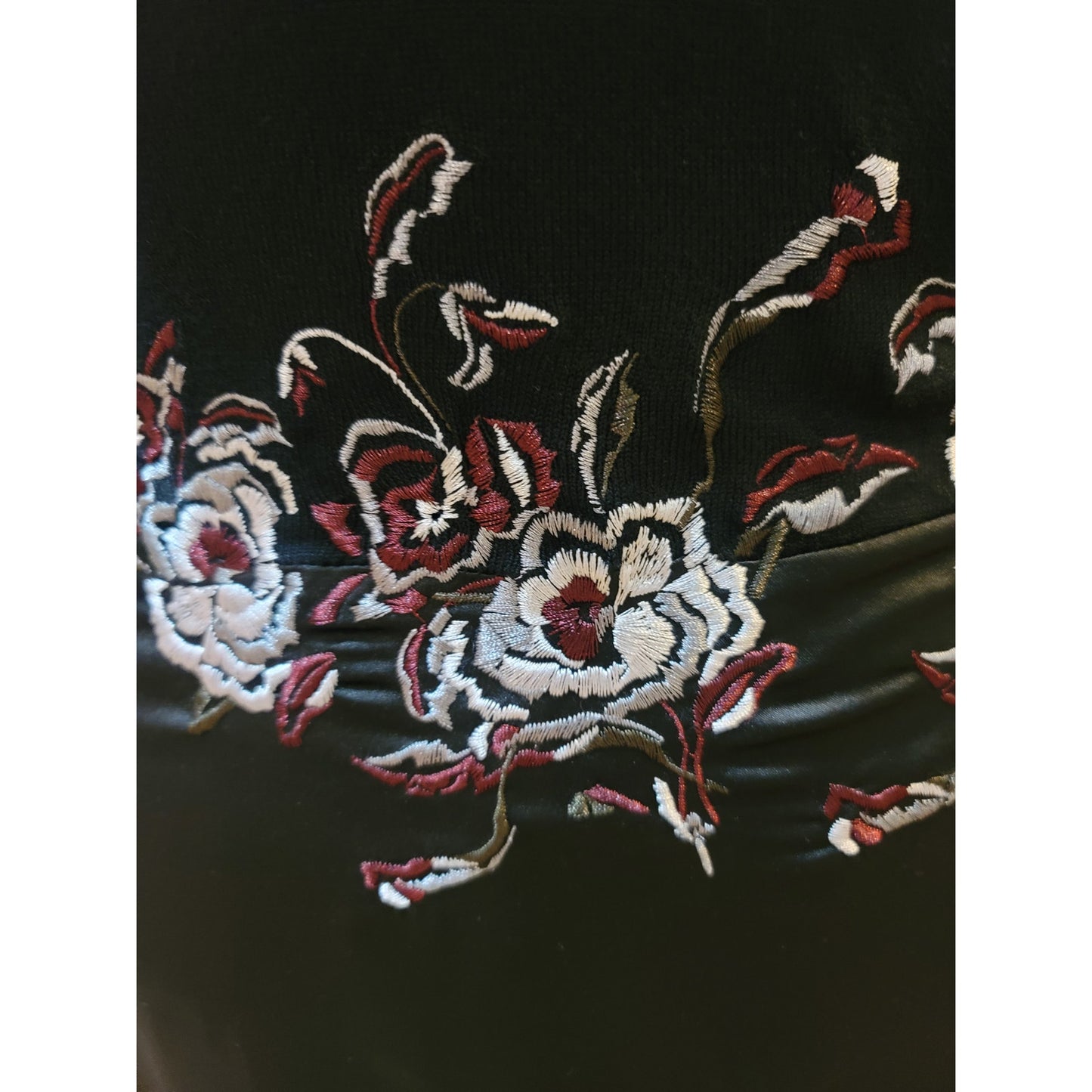 Alfani Sweater Women's Medium Black Floral Embroidered Long Sleeves Tunic