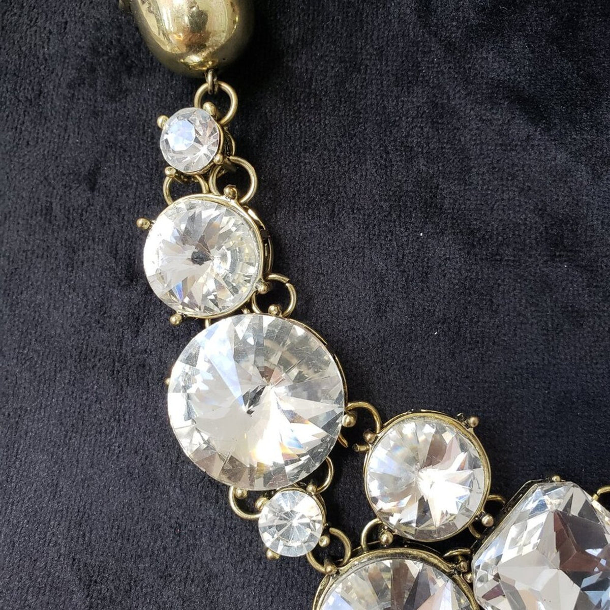 Womens Clear Crystal Stone Gold Tone Multiple Layer Chain Necklace with Lobster