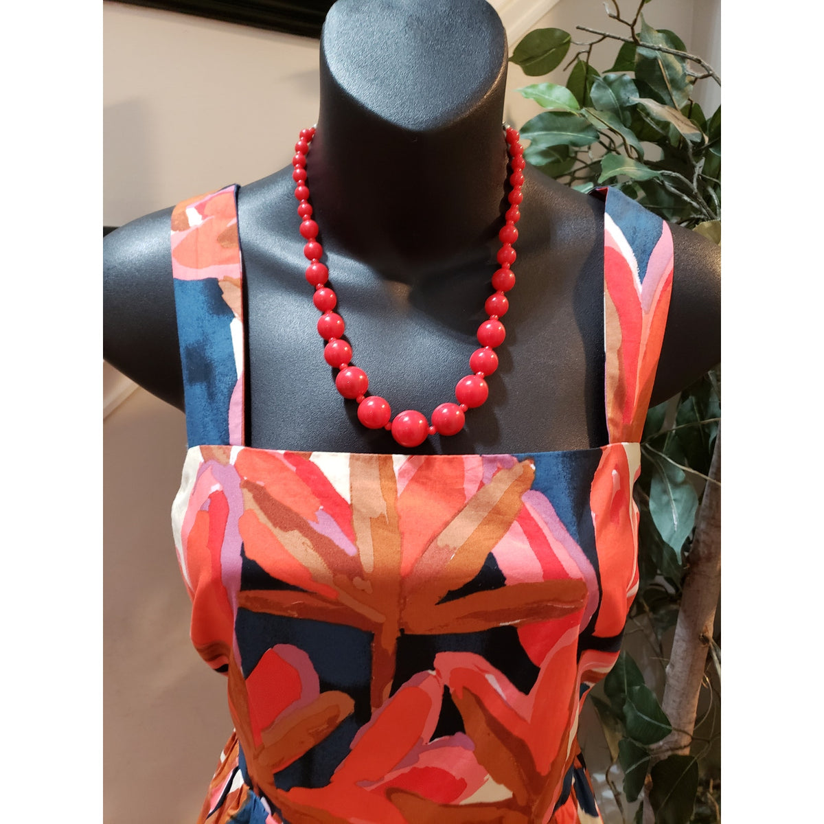 Who What Wear Maxi Dress Womens Small Orange Floral Cotton Pleated Square Neck
