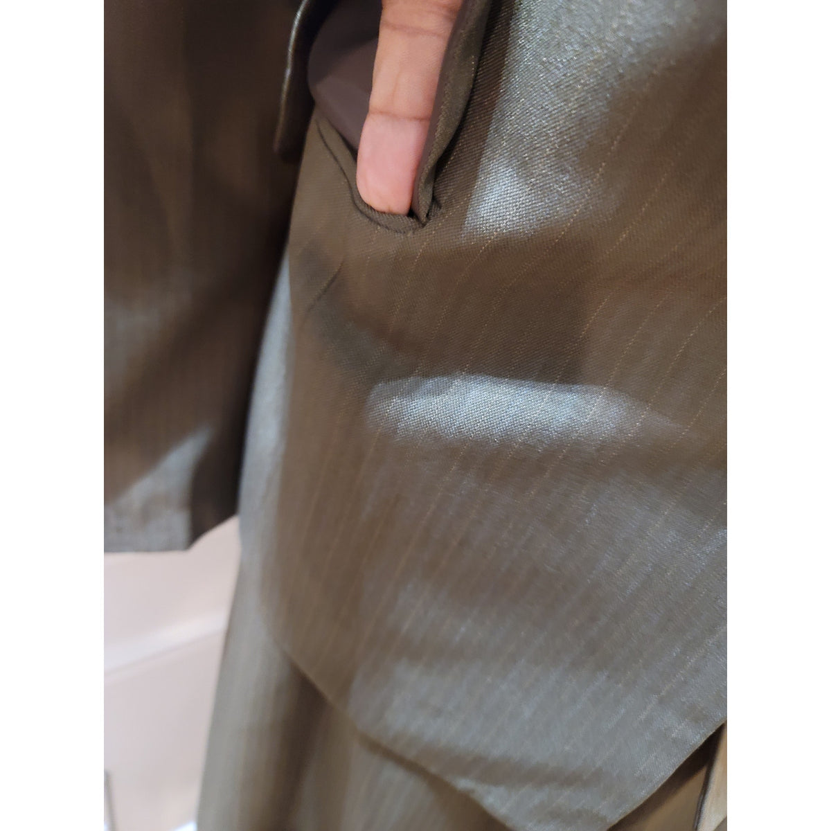 Evan Picone Pants Suit Womens SZ 20W Brown Pinstripe 3-Button Blazer Welt Pocket