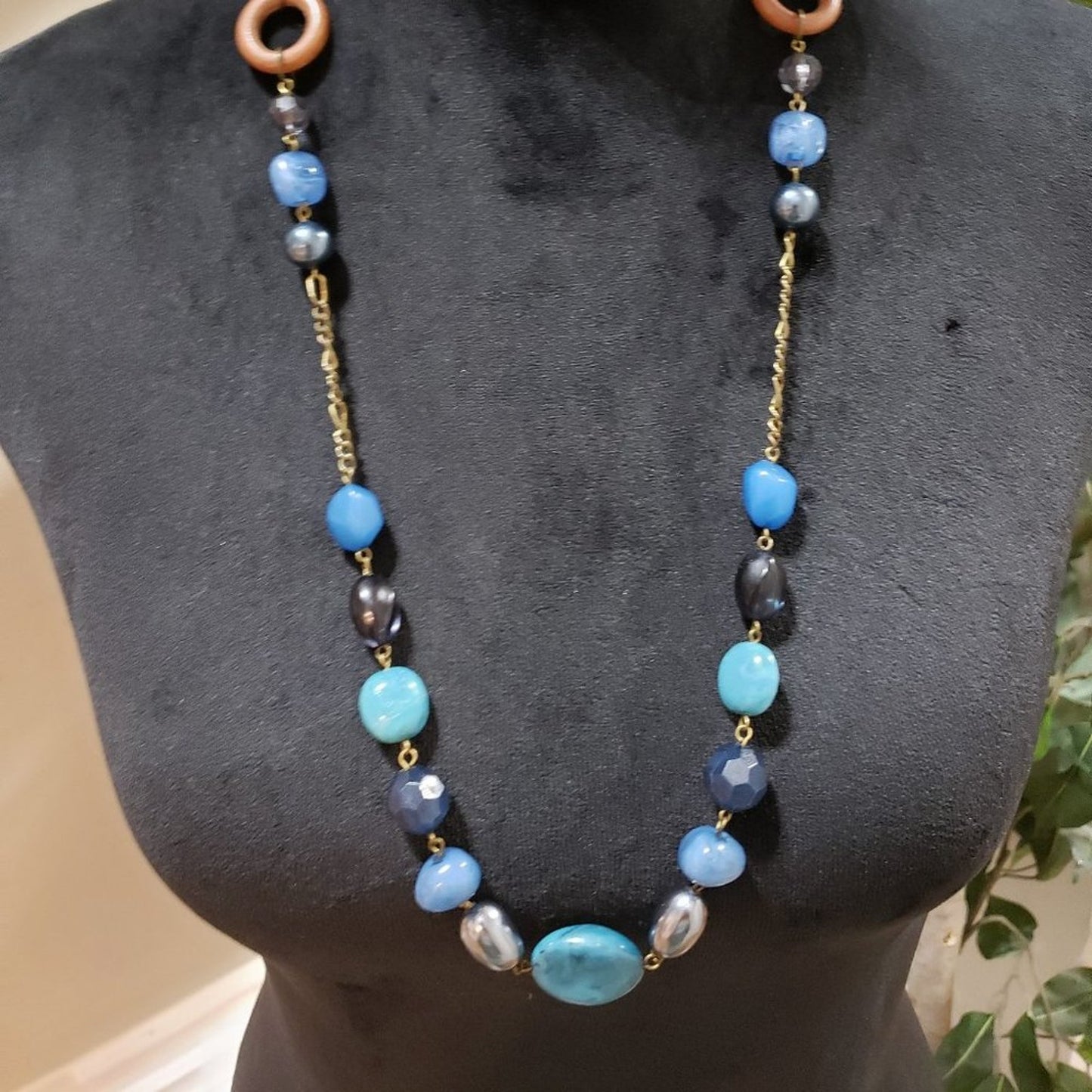 Womens Fashion Multicolor Rhinestones Charm Beaded Long Necklace with Lobster