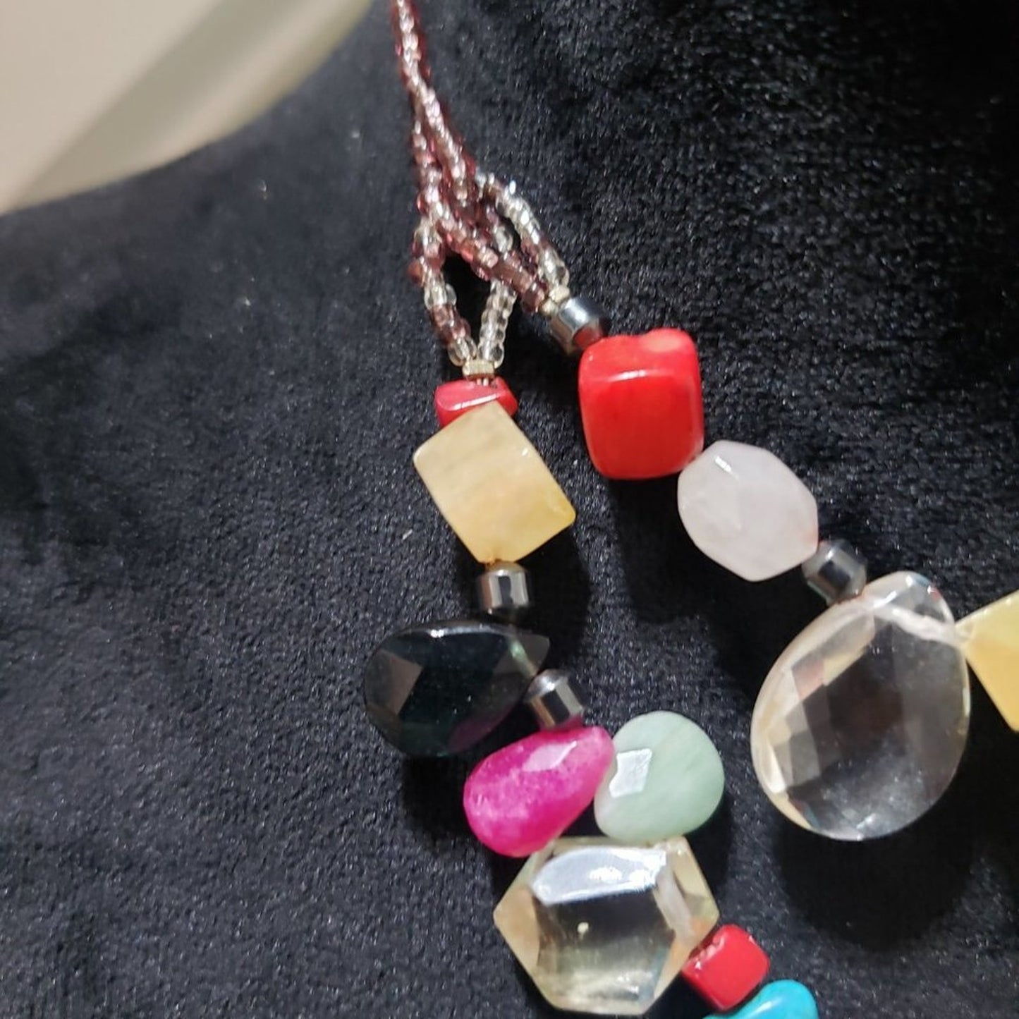 Women's Multi Stone Gemstone Adjustable Double Strand Necklace