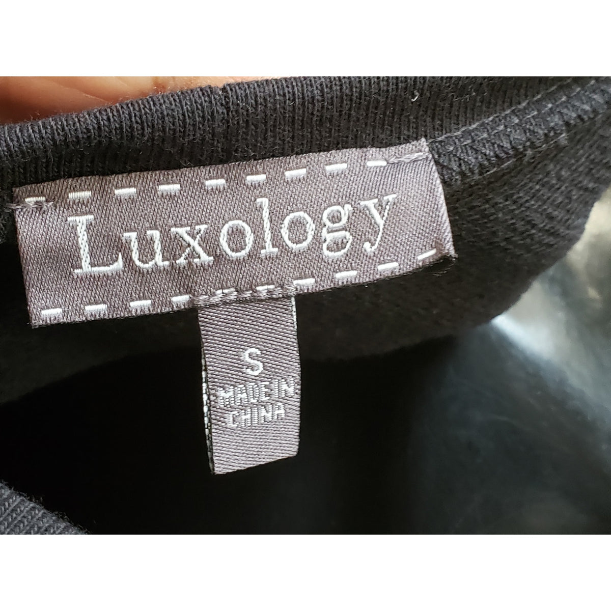 Luxology Knee Length Shift Dress Womens Small Black Striped Cotton Round Neck