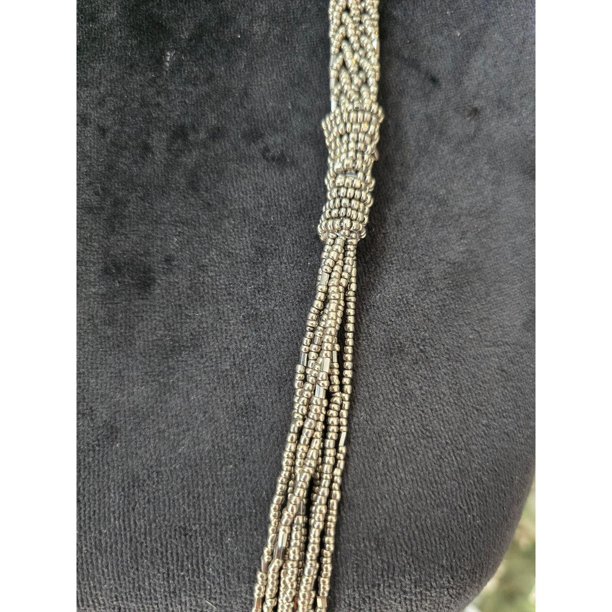 Silver Tone Multi Strand Long Layered Chain Tassel Statement Necklace