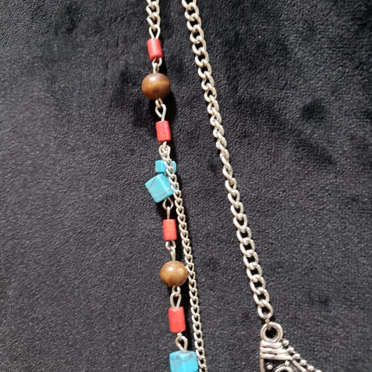 Women Fashion Silver Large Round Turquoise Stone Collar Necklace w/Lobster Clasp