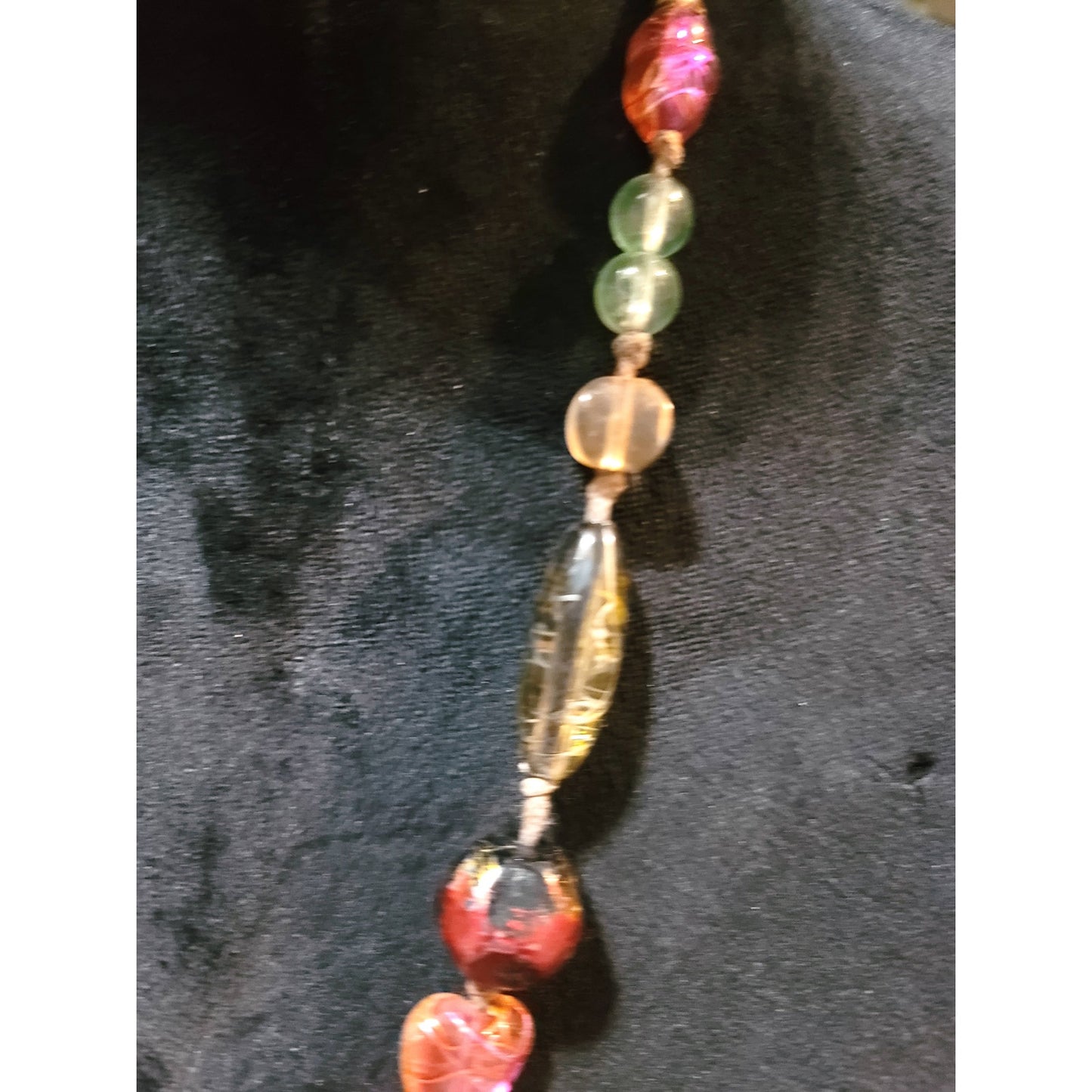 Women's Multicolor Murano Style Glass Bead Necklace Adjustable Knot Lock